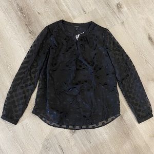 Talbots black polka dot blouse